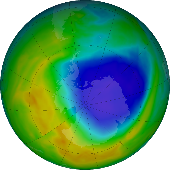 Antarctic ozone map for 14 November 2018